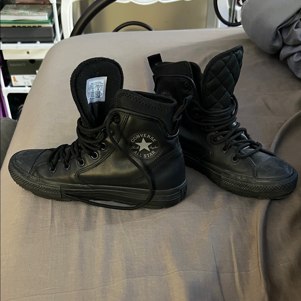 Converse Black Leather High-Tops